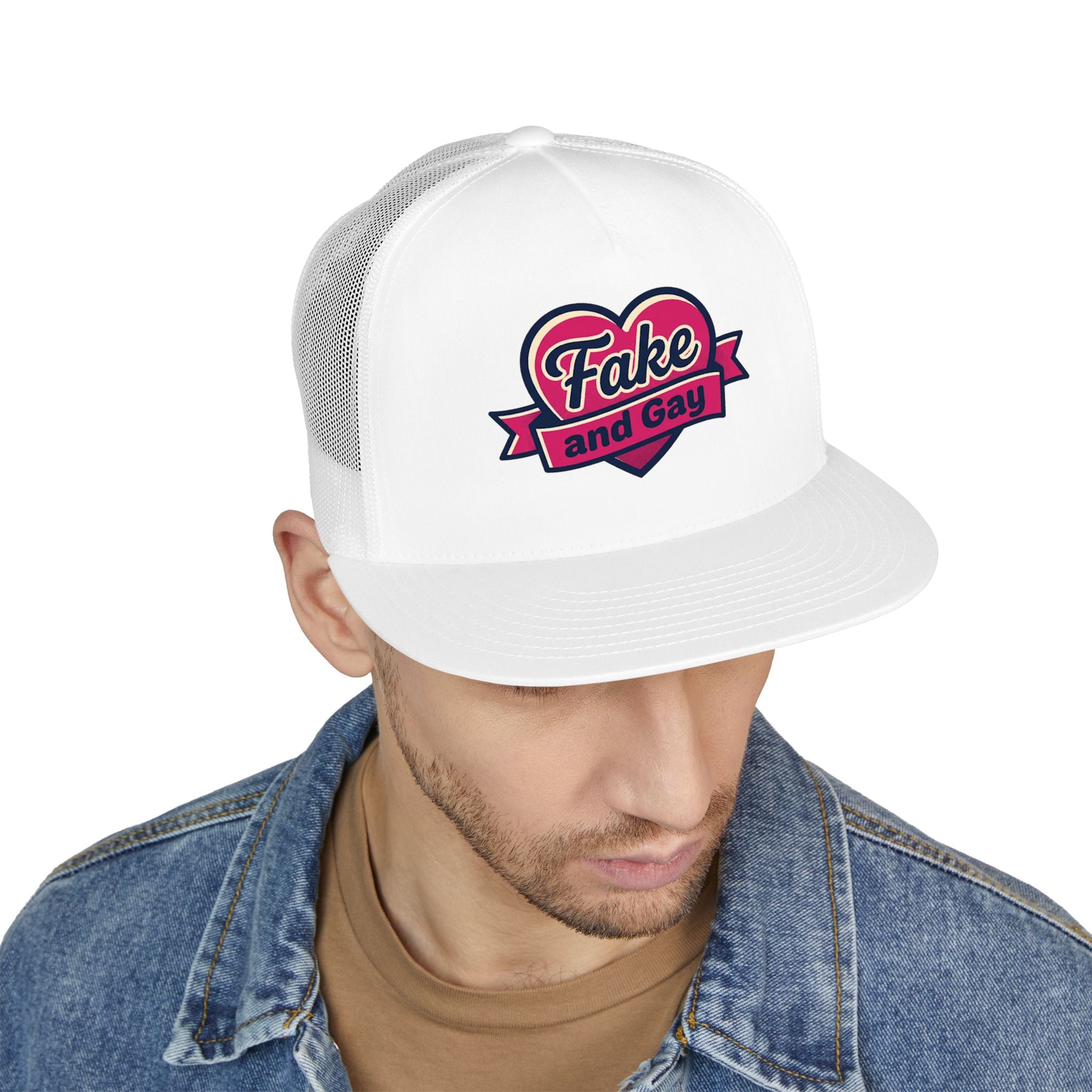 Trucker Cap — "Fake and Gay" Heart Logo